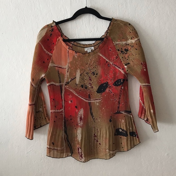 Jaipur Brand Crinkle Fabric 2/3 Sleeve Colorful Blouse - Picture 4 of 14